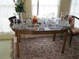 Lots of crystal and pressed glass plus this table is for sale