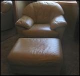 overstuffed chair and ottoman