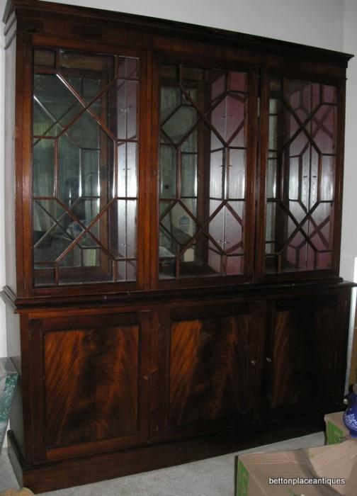 Huge Flame Mahogany Hutch