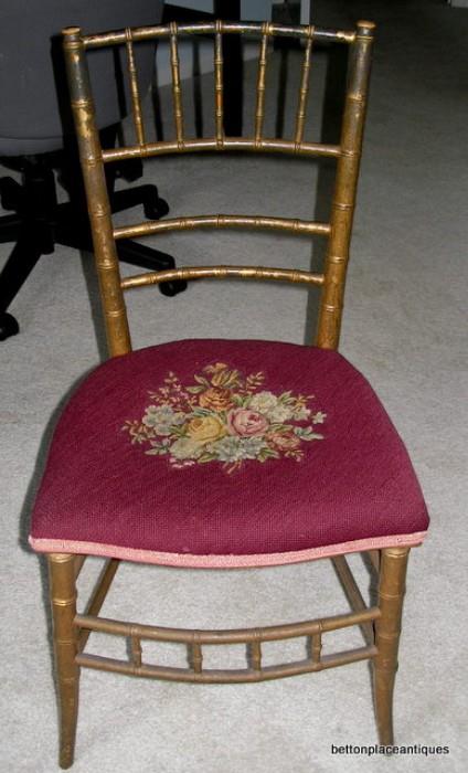 Victorian Bamboo Chair needlepoint seat