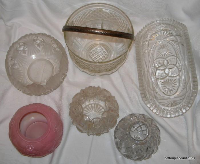 Antique Rose Bowls, Cut-glass 