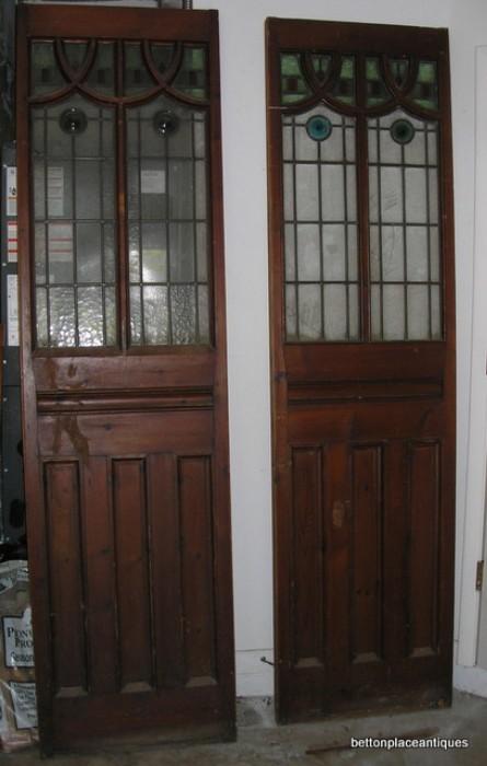 Fantastic Tall Edwardian Doors with lead Glass