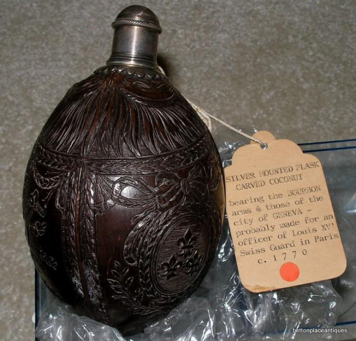 Silver Mounted Carved Coconut from 1770