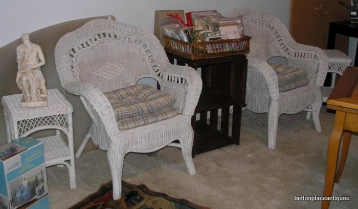 Wicker chairs and stools