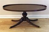 1930 Walnut Oval Martini Table w/Original Brass Paw Feet