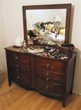 1930's Double Bow Front Mahogany Chest with Mirror