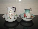 Enamel ware bowl & pitchers