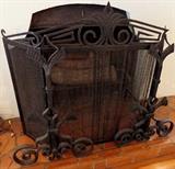 Amazing vintage fireplace screen and andirons