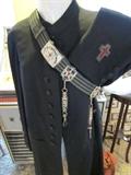 Old Uniform - Wool Excellent condition  Long coat with Pettibone military and uniform taylor tags -Belt says " In Hog Signo Vinces"  with Texas  Stars on sword armour.  Crosses on Sleeves.....