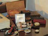 Watches, unique pocket watches and compass, Pocket knives, Antique jewelry boxes.