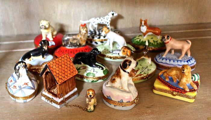 rare collection authentic Limoges dog boxes w/boxes