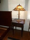 Beautiful Tiffany style lamp and vintage/antique side table