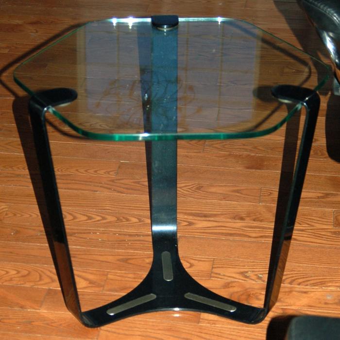 Modern contemporary glass end tables (pair)