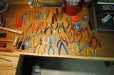 Selection of jewelers pliers and other tools