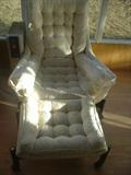 Awesome retro white velvet chair & ottoman, amaizing condition!