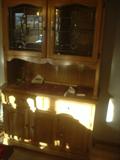 Very nice oak hutch with leaded glass doors