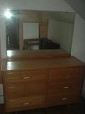 50's oak dresser & mirror