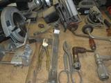 Misc hand and power tools in wood shop