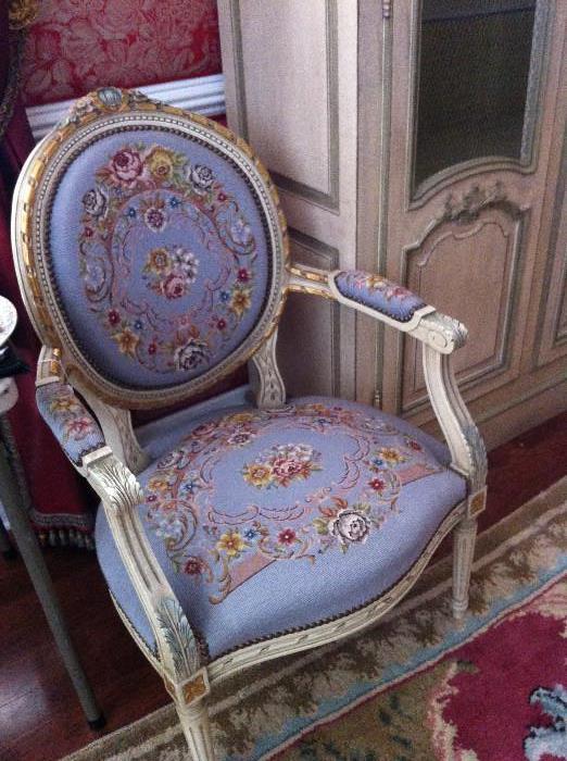                  exceptional needlepoint armed chair