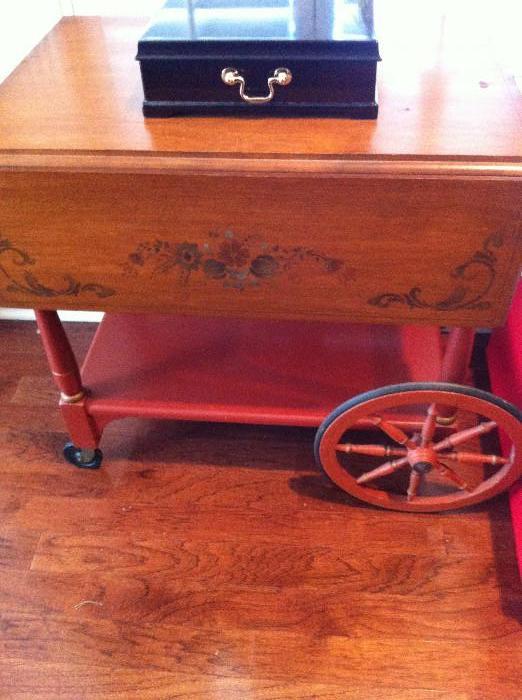                         tea cart with floral painting