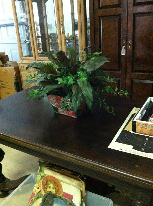 library table; china cabinet; TV armoire; vintage story books