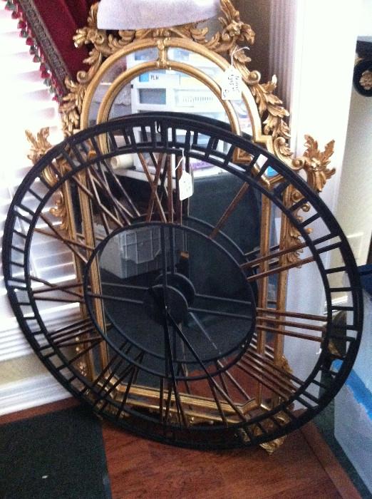   1 of several beautiful mirrors; large decorative clock