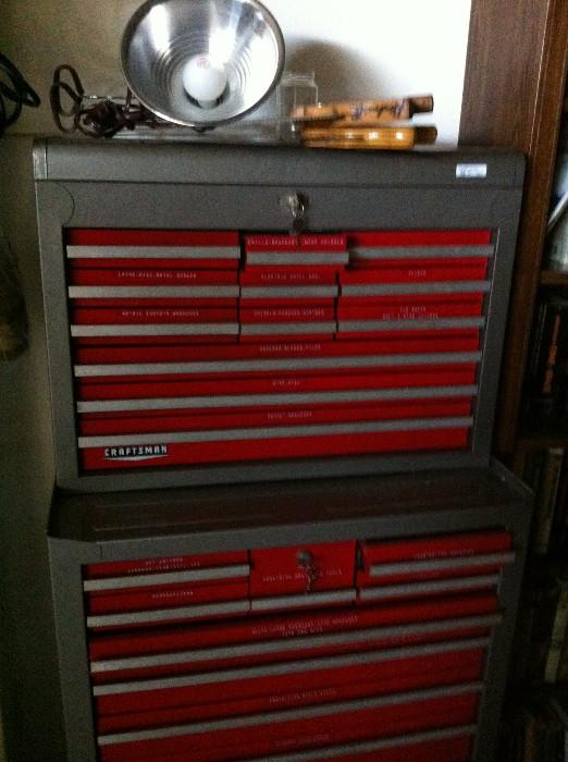           Craftsman tool cabinet and many hand tools