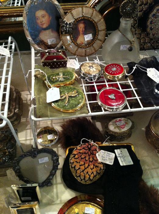  decorative compacts; evening purses; lovely frames