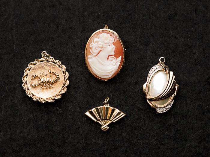 Cameo & 14k gold pendants