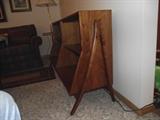 Side detail of Kipp Stewart for Drexel walnut bookcase
