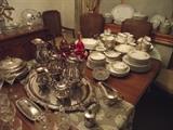 Wallace Baroque silver plate five piece tea set