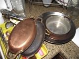 Vintage Joseph Heinrichs copper bottom pans & commercial grade Revere