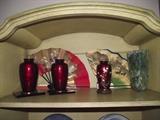 Gorgeous Japanese ruby red cloisonne vases