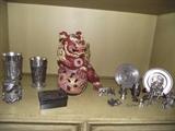 Fu dog & German pewter items