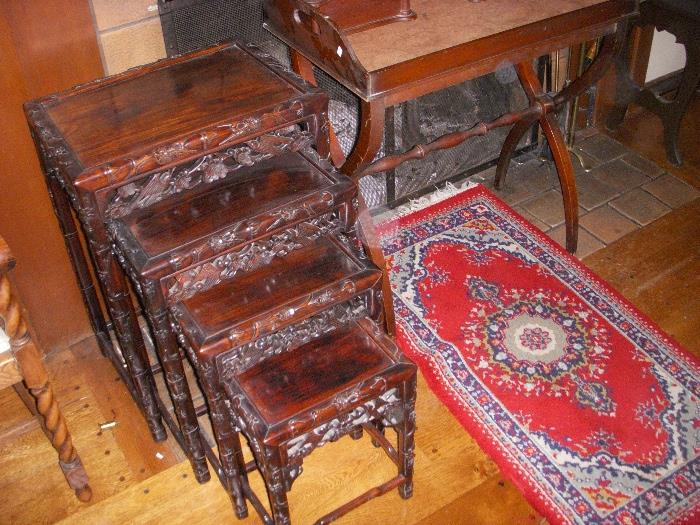 NEST TABLES ROSEWOOD CHINA.& BUTLERS TABLE