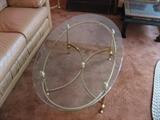 Ethan Allen solid brass/glass oval coffee table