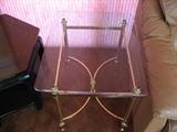 Ethan Allen solid brass/glass side table (2), great condition