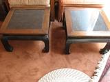 Wood and granite accent tables