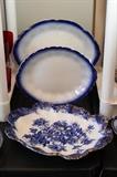 Oxford ironstone scalloped server; Pair of Ironstone platters