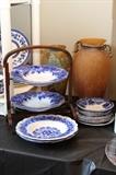 Grindley & Co. "Argyle" flow blue soup bowls;  Other Grindley soup bowls