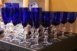 Cobalt barley twist stemware set