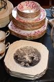 George Jones & Sons transferware plates; Royal Albert "Paradise" fine china