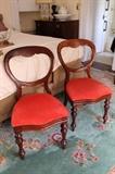 Victorian era balloon back side chairs
