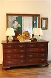 Pennsylvania House dresser & mirror;  Cut crystal table lamps