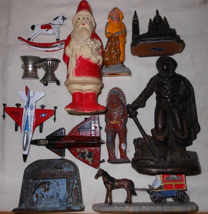 Vintage Santa and Cast Iron Collectibles