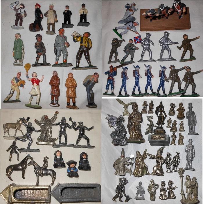 Lots of Antique and Vintage Cast Iron Figures; Army Men and More