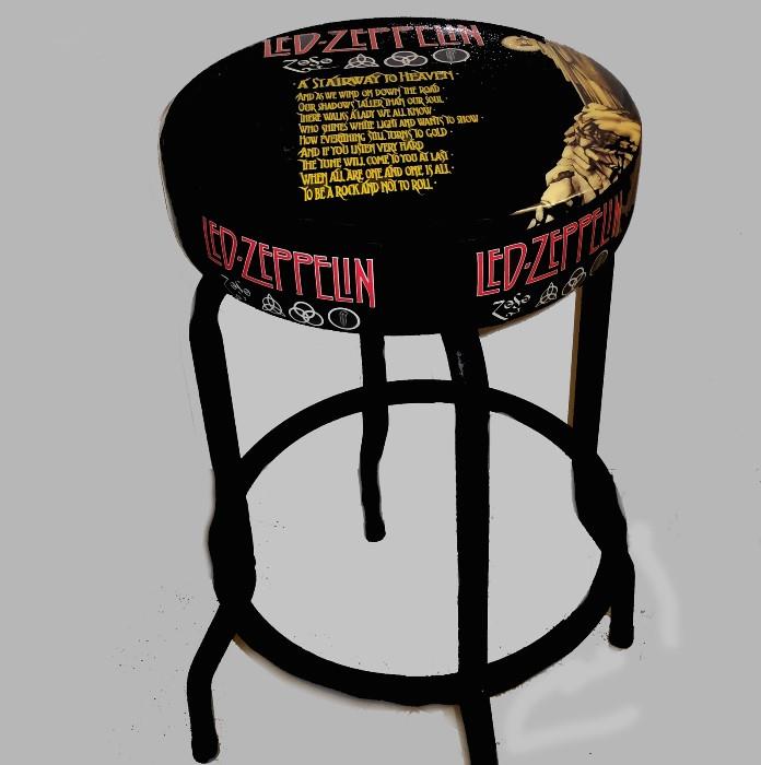 Showing One of a Pair of Excellent and Very Groovy Led Zeppelin Stools-Stairway to Heaven