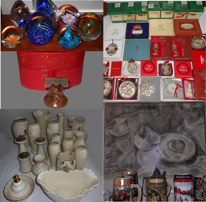 Paperweights, Lenox, Sterling Silver Christmas Ornaments and more