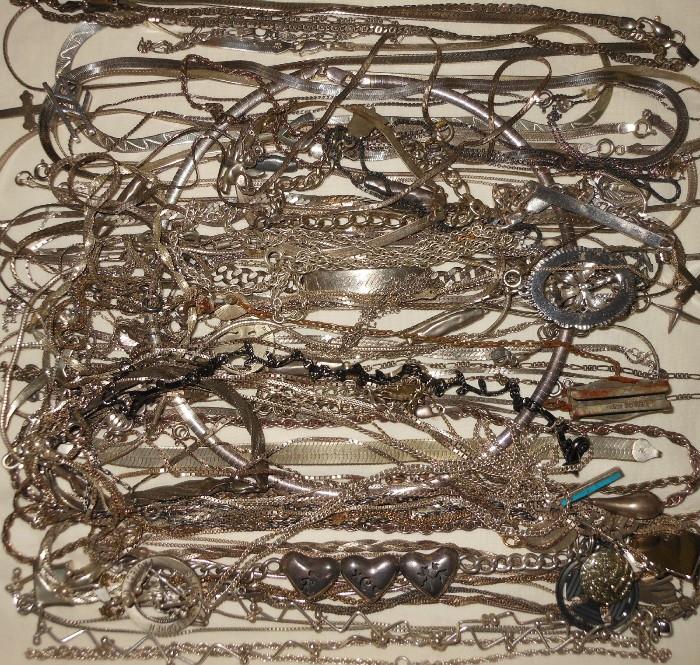 A small sample of the 100s of Sterling Silver Chains