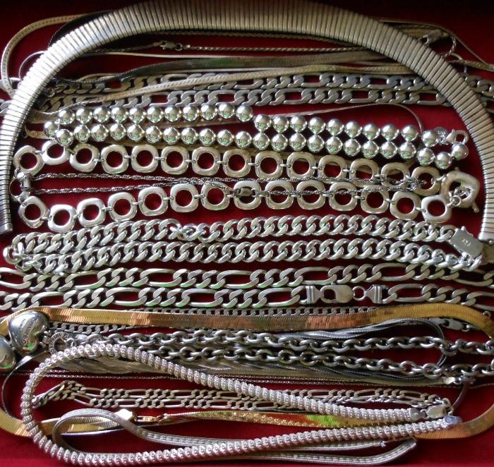Lots of Large and Heavy Sterling Silver Necklaces; showing just a few of many available
